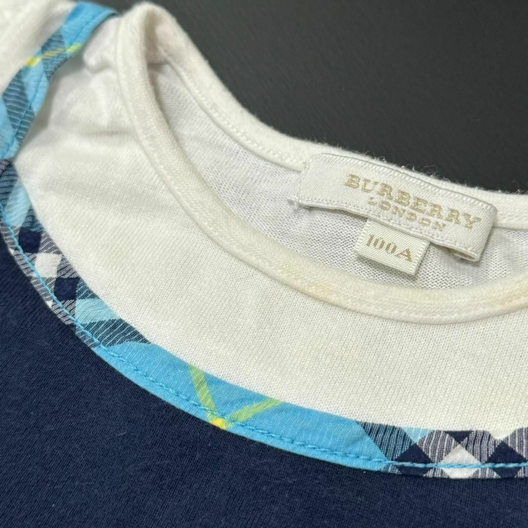 BURBERRY(バーバリー)のBURBERRY パフスリーブ ドッキング Tシャツ 重ね着風 子供服 100A キッズ/ベビー/マタニティのキッズ服女の子用(90cm~)(Tシャツ/カットソー)の商品写真