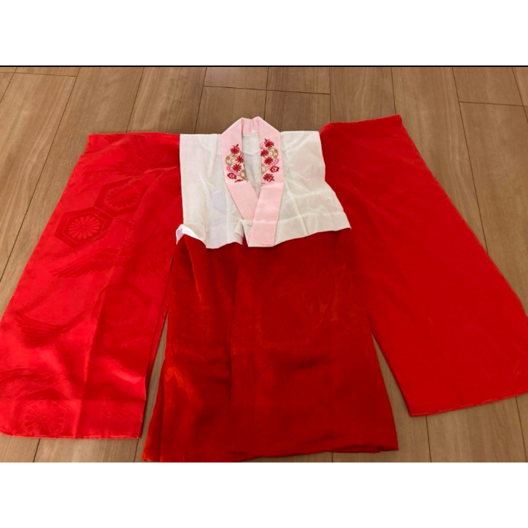 長襦袢　着物　七五三　赤　女の子 キッズ/ベビー/マタニティのキッズ服女の子用(90cm~)(和服/着物)の商品写真