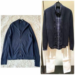 theory - 美品 Theory セオリー ニットカーディガン コットン ネイビー L メンズ