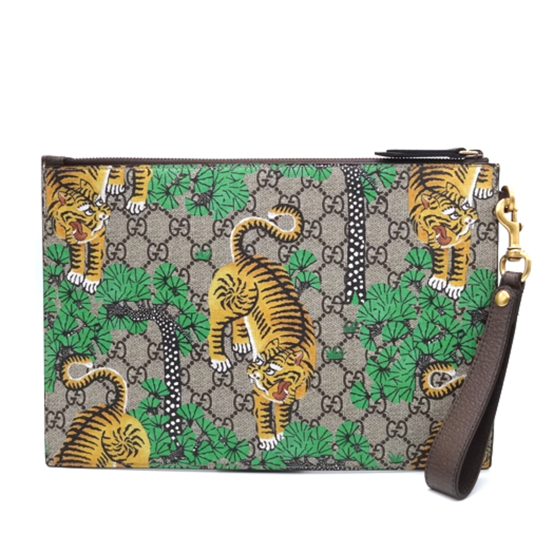 GUCCI - グッチ クラッチバッグ GGスプリーム ブラウン 451473 GUCCI - グッチ クラッチバッグ GGスプリーム ブラウン 451473