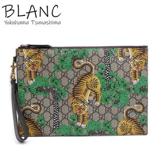 グッチ(Gucci)のグッチ クラッチバッグ GGスプリーム ブラウン 451473 タイガー 虎 GUCCI 横浜BLANC(セカンドバッグ/クラッチバッグ)