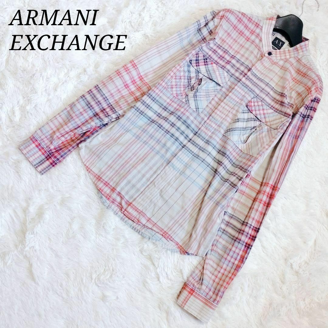 ARMANI EXCHANGE(アルマーニエクスチェンジ)のアルマーニエクスチェンジ★長袖チェックシャツ★レッド ホワイト マルチカラー メンズのトップス(シャツ)の商品写真