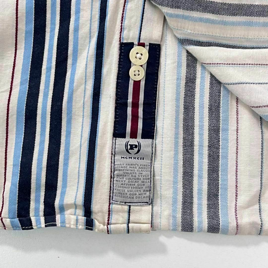 PHATFARM(ファットファーム)の超ビッグサイズ ファットファーム ストライプ 長袖シャツ ヒップホップ XXXL メンズのトップス(Tシャツ/カットソー(七分/長袖))の商品写真