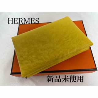 エルメス(Hermes)の新品未使用　HERMESエルメス　ガルヴィ　ジョーヌ・ドゥ・ナープル(名刺入れ/定期入れ)