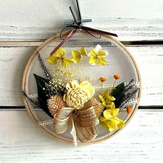 新品　ドライフラワー　壁飾り　バンブー　黄色　お花　装飾　ギフト　母の日　お洒落(その他)