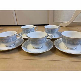 ノリタケ(Noritake)の【新品未使用】Noritakeノリタケ カップ ソーサー５客セット　ブルー花柄(食器)