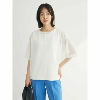 グリーンパークス(green parks)の【オフホワイト】SET2点 メッシュプルオーバー+タンクトップ 24SS/半袖/夏/シアー/透け感/レディース(カットソー(長袖/七分))