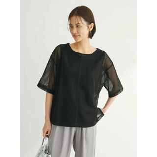 グリーンパークス(green parks)の【ブラック】SET2点 メッシュプルオーバー+タンクトップ 24SS/半袖/夏/シアー/透け感/レディース(カットソー(長袖/七分))