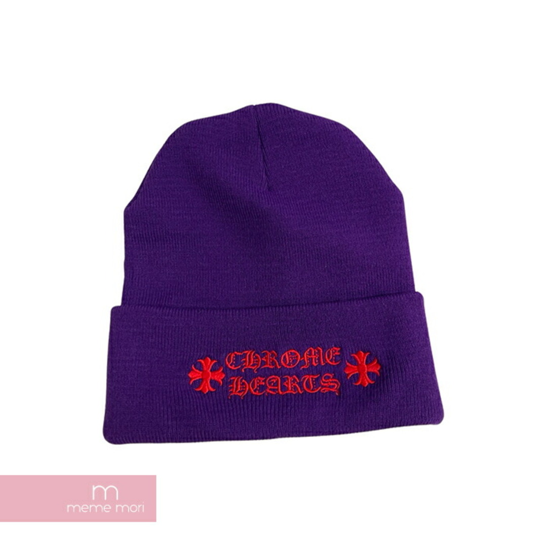 Chrome Hearts(クロムハーツ)のCHROME HEARTS Triple Cross Beanie Purple クロムハーツ トリプルクロスビーニー ニットキャップ ニット帽 ロゴ刺繍 セメタリークロス パープル 【240420】【新古品】【me04】 メンズの帽子(ニット帽/ビーニー)の商品写真