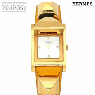 エルメス(Hermes)のエルメス HERMES メドール ヴィンテージ レディース 腕時計 ピラミッド ゴールド スタッズ ホワイト イエロー クォーツ Medor VLP 90227889(腕時計)