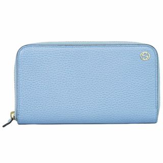 グッチ(Gucci)の本物 グッチ GUCCI インターロッキング G ラウンドファスナー 長財布 ロングウォレット レザー ブルー 449347 Interlocking 財布 ウォレット 中古(財布)