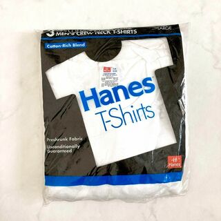 ヘインズ(Hanes)の未開封　ヘインズ　Tシャツ　青ラベル　白　Lサイズ　90's　デットストック(Tシャツ/カットソー(半袖/袖なし))
