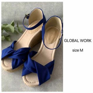 GLOBAL WORK - GLOBAL WORK ウェッジソールサンダル 青 ブルー ひねりジュート