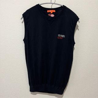 ビームスゴルフ(BEAMSGOLF)の【美品】ビームスゴルフ　カシミヤ混　ニットベスト　ネイビー　Lサイズ　大きめ(ニット/セーター)