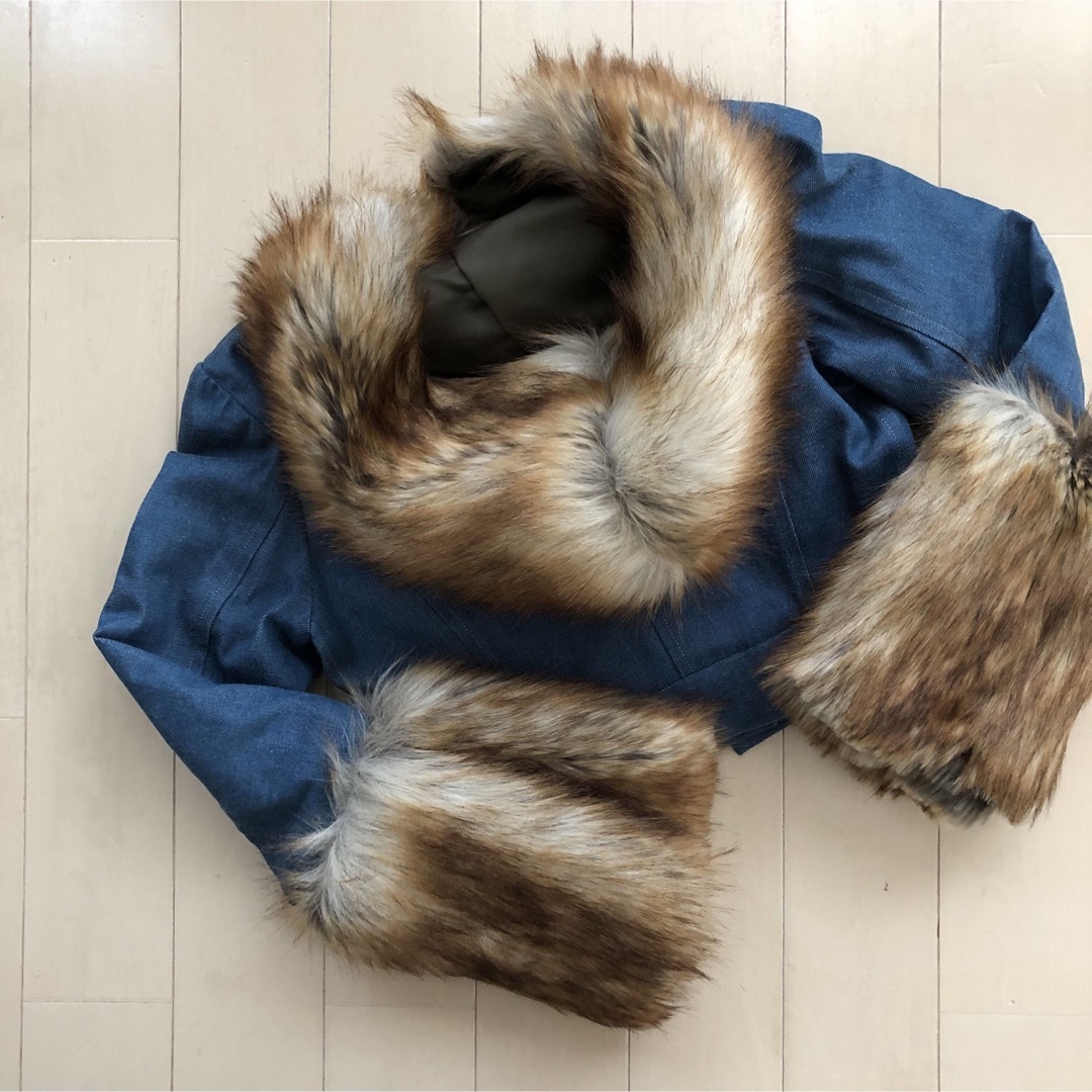 Drawer(ドゥロワー)のDenim Nylon Fur Reversible Jacket / M レディースのジャケット/アウター(Gジャン/デニムジャケット)の商品写真