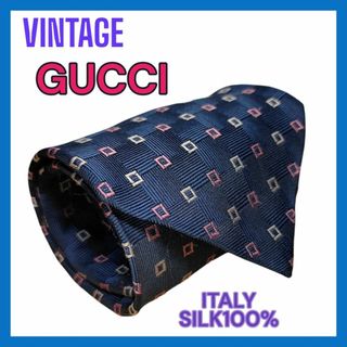 グッチ(Gucci)のVINTAGE GUCCIネクタイ classic ドット柄 藍色 017(ネクタイ)