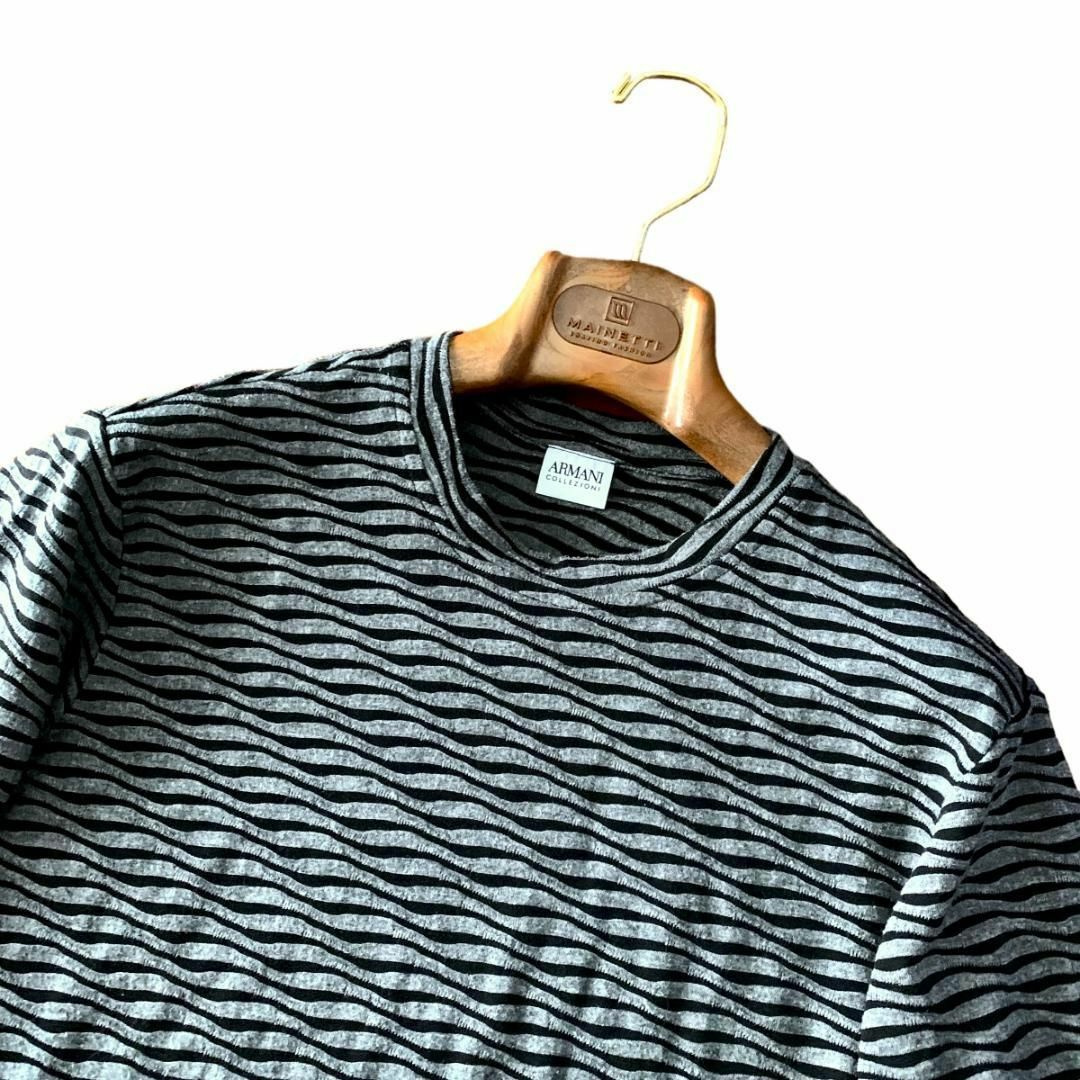 D12 美品 春ニット L『アルマーニ コレツィオーニ』総柄 ニット カットソー メンズのトップス(Tシャツ/カットソー(七分/長袖))の商品写真