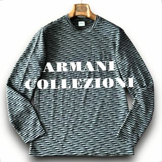 D12 美品 春ニット L『アルマーニ コレツィオーニ』総柄 ニット カットソー(Tシャツ/カットソー(七分/長袖))