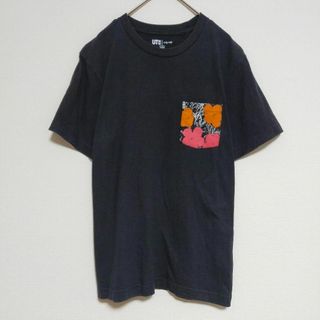 ユニクロ(UNIQLO)のユニクロ アンディ・ウォーホル 半袖 Tシャツ コラボ 花 ブラック メンズ S(Tシャツ/カットソー(半袖/袖なし))