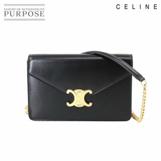 セリーヌ(celine)の未使用 展示品 セリーヌ CELINE マーゴ トリオンフ チェーン ウォレット 長財布 レザー ブラック 10L033DPV ゴールド 金具 VLP 90231314(財布)