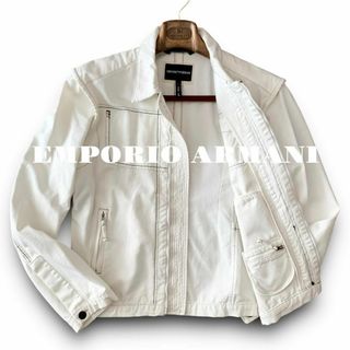 Emporio Armani - D04 美品 L『エンポリオアルマーニ』ホワイト デニム トラッカー ジャケット