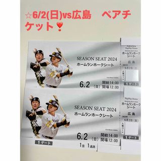 フクオカソフトバンクホークス(福岡ソフトバンクホークス)の6／2(日)vs広島　ペアチケット(野球)