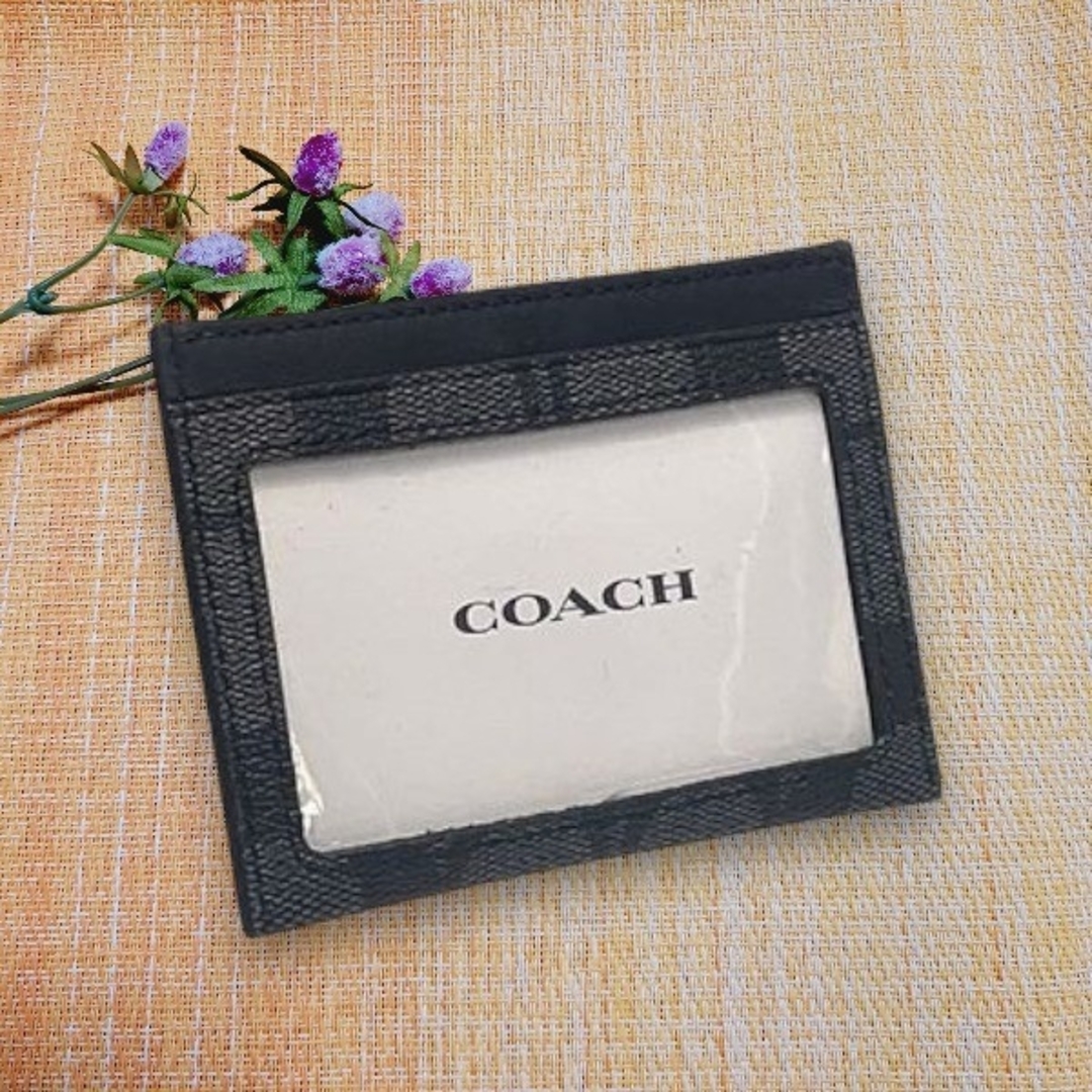 COACH(コーチ)のCOACH コーチ カードケース パスケース 定期入れ  チャコール×ブラック レディースのファッション小物(名刺入れ/定期入れ)の商品写真