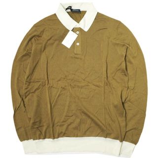 ドルモア(Drumohr)のDRUMOHR ドルモア イタリア製 ロングスリーブポロシャツ 1113-343-0645 50 Beige 長袖 ニット トップス【新古品】【中古】【DRUMOHR】(ポロシャツ)