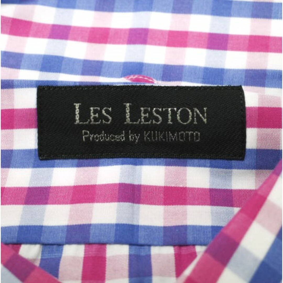 LES LESTON レスレストン 日本製 チェックボタンダウンシャツ 16 1/2 PINK/BLUE 長袖 コットン トップス【中古】【LES LESTON】 メンズのトップス(シャツ)の商品写真