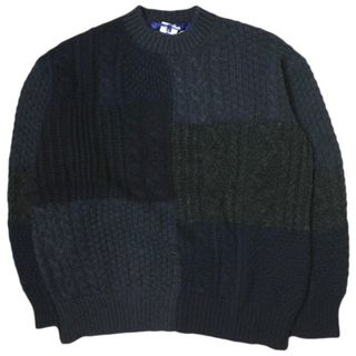 JUNYA WATANABE COMME des GARCONS - JUNYA WATANABE MAN COMME des GARCONS ジュンヤワタナベ マン コムデギャルソン 21AW 日本製 シェットランド×ウールアラン柄MIX クレイジーパターンケーブルクルーネックニット WH-N007 M NAVY セーター パッチワーク トップス【新古品】【中古】【JUNYA WATANABE MAN COMME des GARCONS】