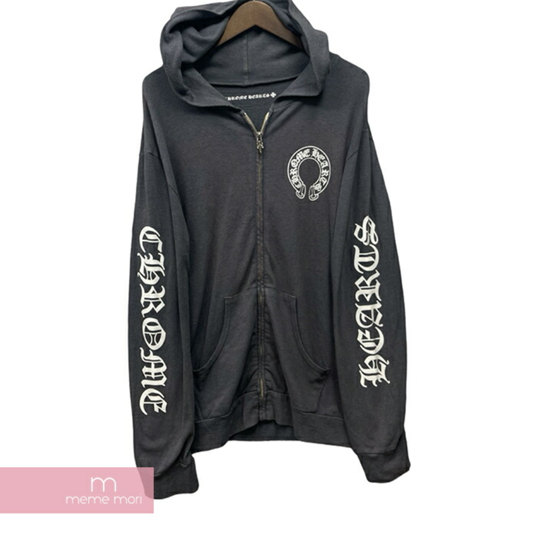 Chrome Hearts(クロムハーツ)のCHROME HEARTS Old Scroll  Label Zip Up Hoodie クロムハーツ オールドスクロールラベルジップアップフーディ ジップパーカー ダガージップ ホースシュー バックプリント 袖ロゴ ダガー グレー サイズL 【240421】【中古-D】【me04】 メンズのトップス(パーカー)の商品写真