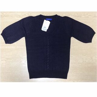 「新品タグ付き」紫半袖セーター (M)(ニット/セーター)