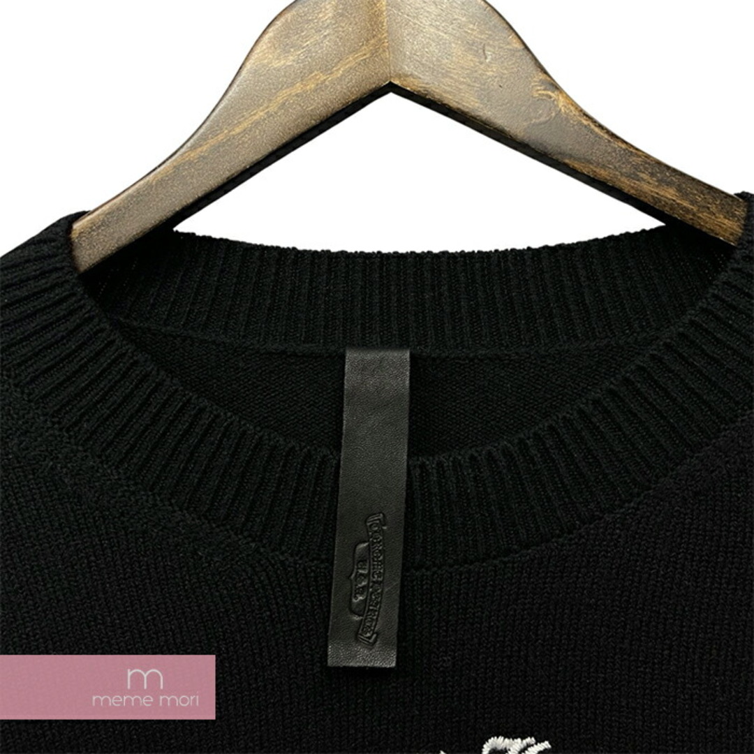 Chrome Hearts(クロムハーツ)のCHROME HEARTS Ynot Cashmere Knit クロムハーツ ワイノットカシミヤニット セーター クロスレザーパッチ セメタリークロス ロゴ刺繍 シルバープレート ブラック サイズXL 【240420】【新古品】【me04】 メンズのトップス(ニット/セーター)の商品写真