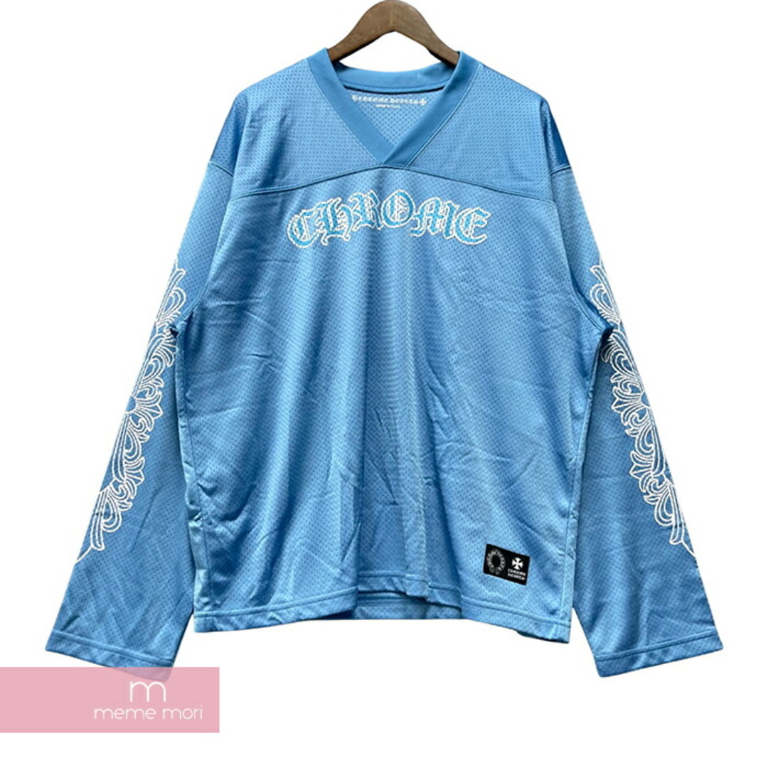 Chrome Hearts(クロムハーツ)のCHROME HEARTS Mesh Warm Up Jersey クロムハーツ メッシュウォームアップジャージー 長袖 ロンT ロゴプリント ライトブルー サイズXXL【240420】【新古品】【me04】 メンズのトップス(Tシャツ/カットソー(半袖/袖なし))の商品写真