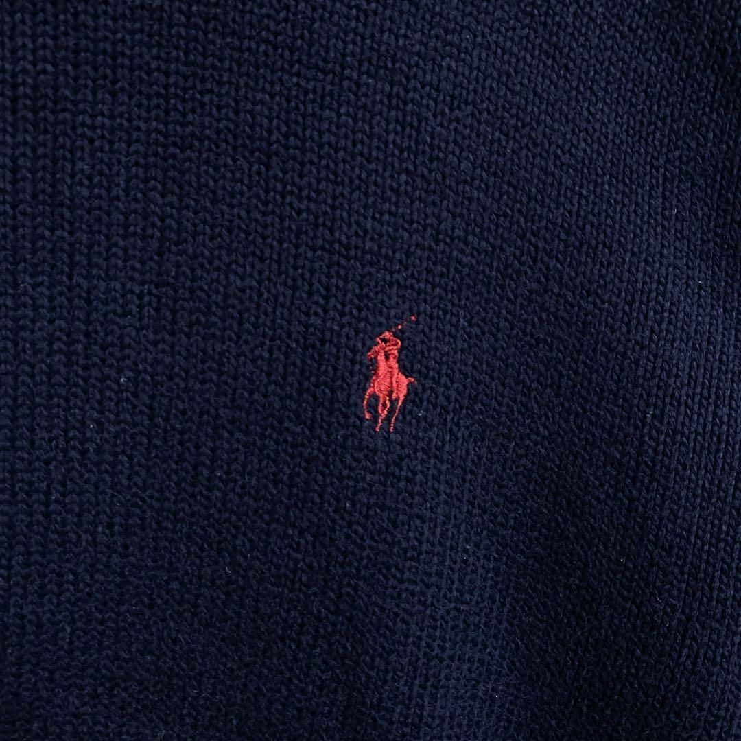 POLO RALPH LAUREN(ポロラルフローレン)のポロラルフローレン メンズ ニット セーター ロゴ ネイビー USA古着 90s メンズのトップス(ニット/セーター)の商品写真