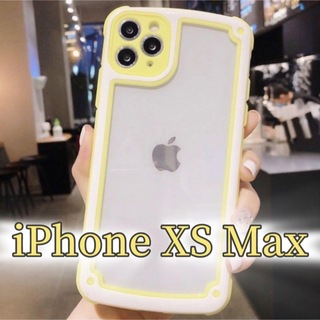 【iPhoneXSmax】イエロー 大人気 シンプル フレーム(iPhoneケース)