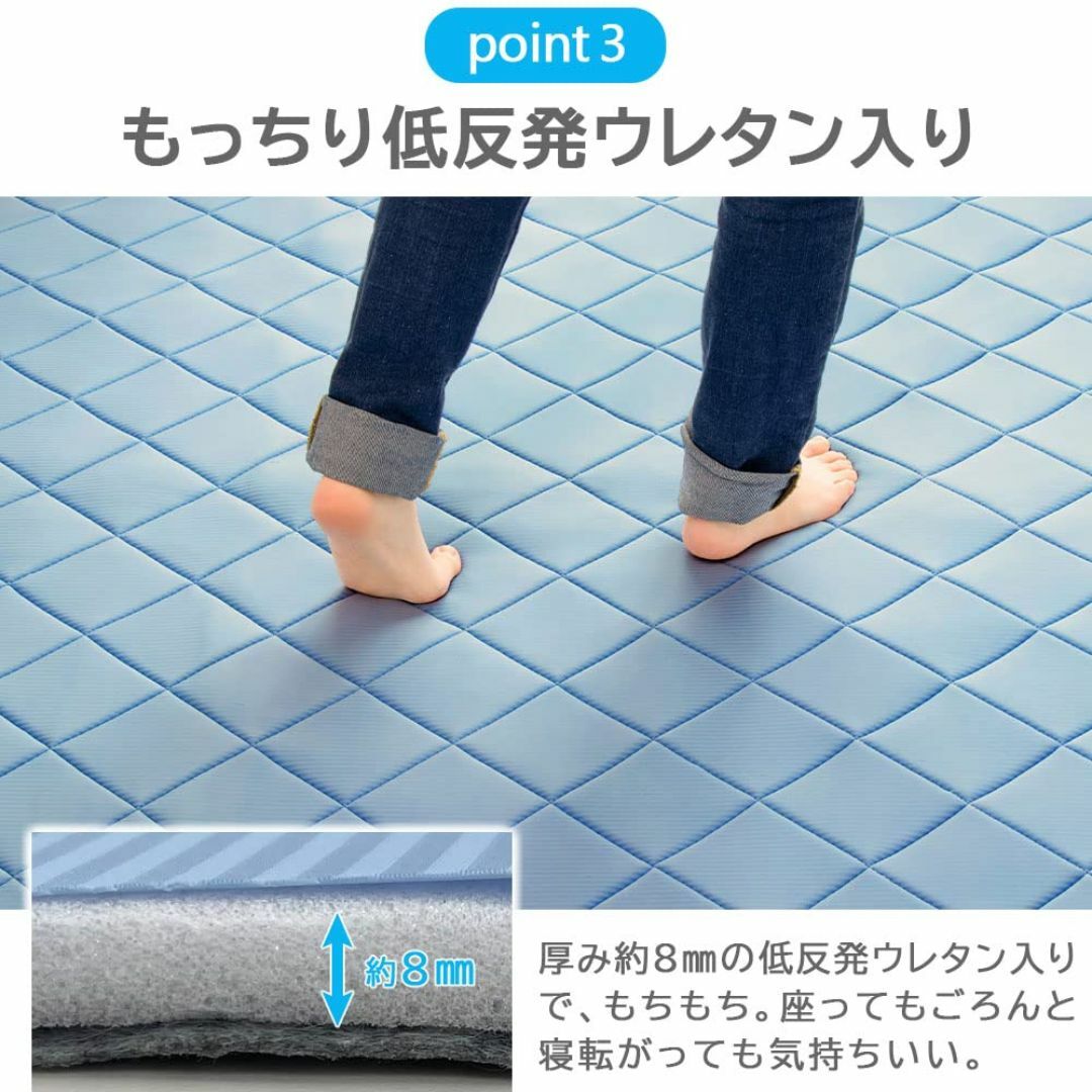 【色: ブルー】ベルーナ(BELLUNA) 冷感低反発ラグ 冷感 ひんやり 接触 インテリア/住まい/日用品のラグ/カーペット/マット(ラグ)の商品写真