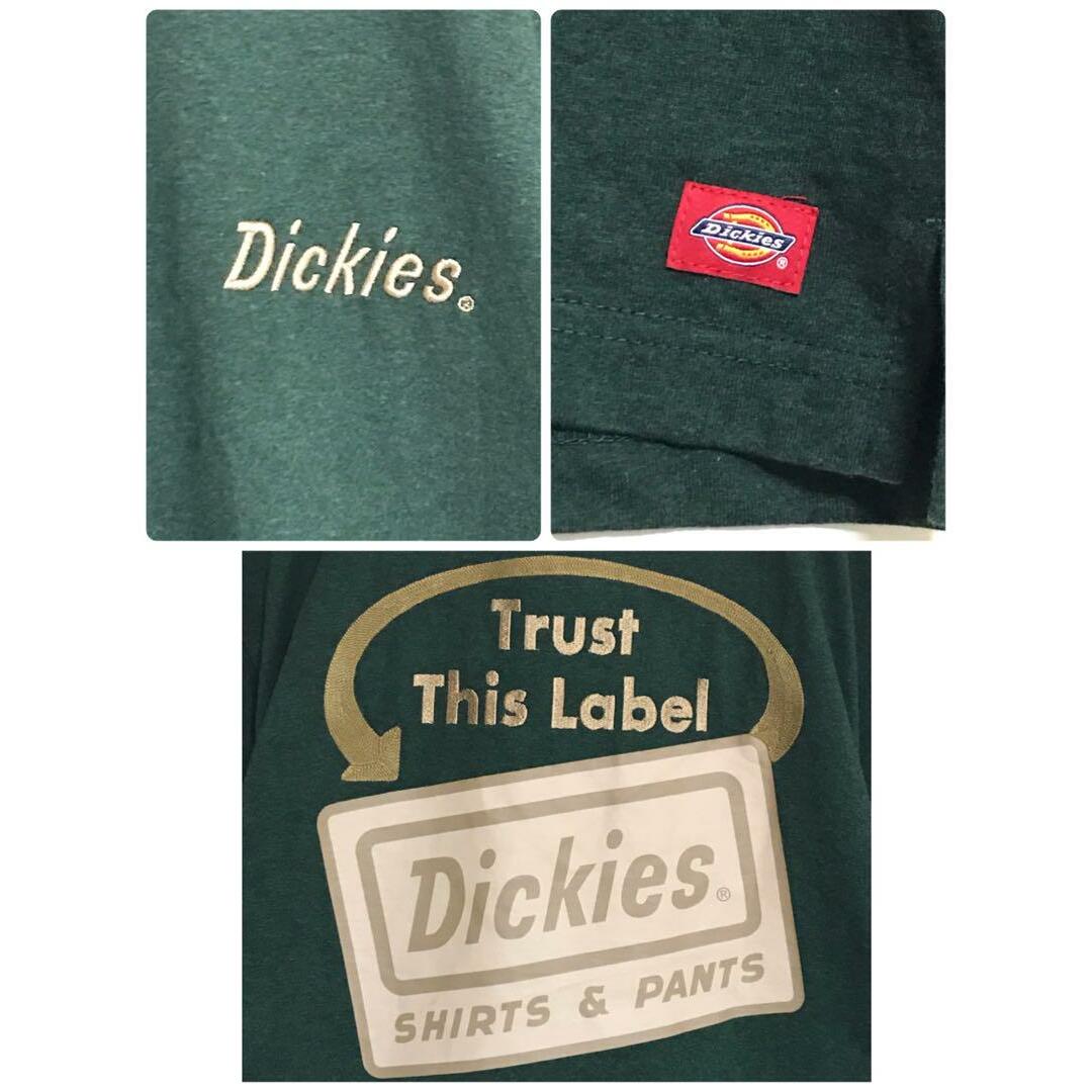 Dickies(ディッキーズ)の【バックプリント】ディッキーズ　刺繍ロゴ入りTシャツ 人気L　深緑　F960 メンズのトップス(Tシャツ/カットソー(半袖/袖なし))の商品写真