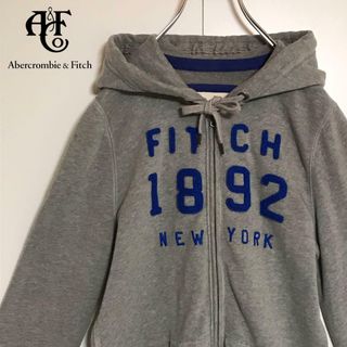 Abercrombie&Fitch - 【裏起毛】アバクロンビー＆フィッチ　ワッフルロゴ入りジップパーカー　C394