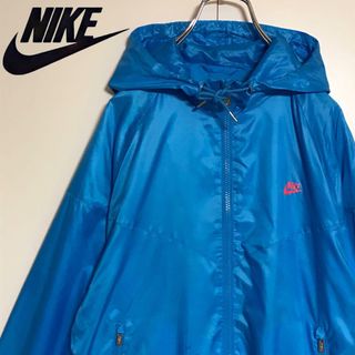 NIKE - 【ビッグサイズ】ナイキ　ロゴ入りウインドブレーカー　ブルー　ランナー　A994