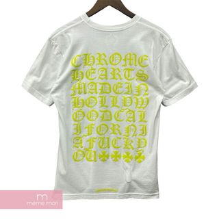 クロムハーツ(Chrome Hearts)のCHROME HEARTS Lettering Back Print Tee クロムハーツ レタリングバックプリントTシャツ 半袖カットソー 胸ポケット バックプリント ホワイト×ネオンイエロー サイズM【240421】【新古品】【me04】(Tシャツ/カットソー(半袖/袖なし))