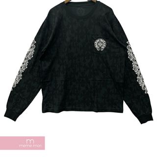 クロムハーツ(Chrome Hearts)のCHROME HEARTS 2024SS Graveyard Cemetery Cross L/S Tee クロムハーツ グレイブヤードセメタリークロスロングスリーブTシャツ 長袖カットソー 総柄 スクロールロゴプリント 胸ポケ ホースシュー ブラック サイズM【240421】【新古品】【me04】(Tシャツ/カットソー(半袖/袖なし))