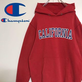 チャンピオン(Champion)の【人気定番】チャンピオン　袖ロゴ入りパーカー　レッド　裏パイル　H671(パーカー)