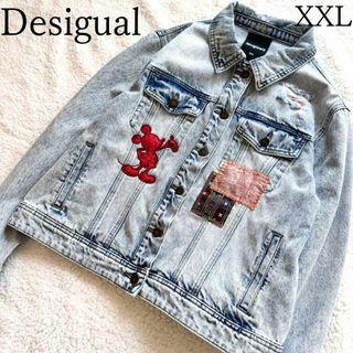 DESIGUAL - 美品　デシグアル　Gジャン　ミッキー　パッチワーク　デニムジャケット　XXL