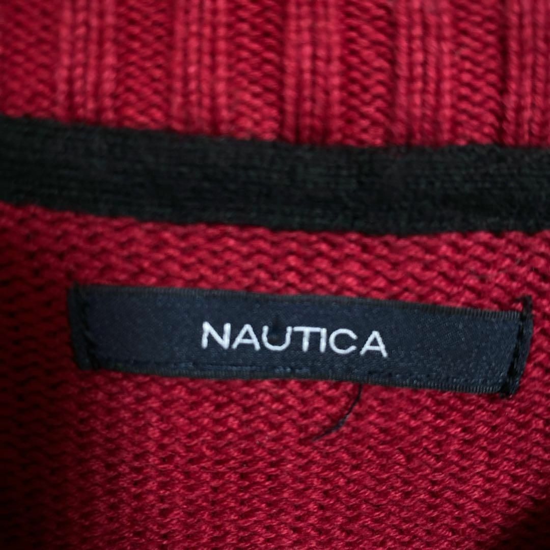 NAUTICA(ノーティカ)のノーティカ メンズ ニット セーター 赤 ボーダー ロゴ USA古着 長袖 メンズのトップス(ニット/セーター)の商品写真