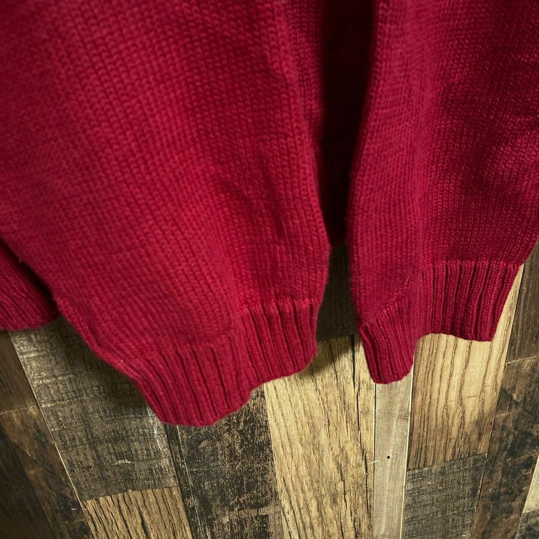 NAUTICA(ノーティカ)のノーティカ メンズ ニット セーター 赤 ボーダー ロゴ USA古着 長袖 メンズのトップス(ニット/セーター)の商品写真