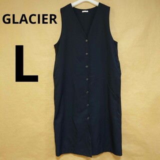 グラシア(GLACIER)の【グラシア GLACIER】ノースリーブワンピース（L）黒 ブラック(ひざ丈ワンピース)