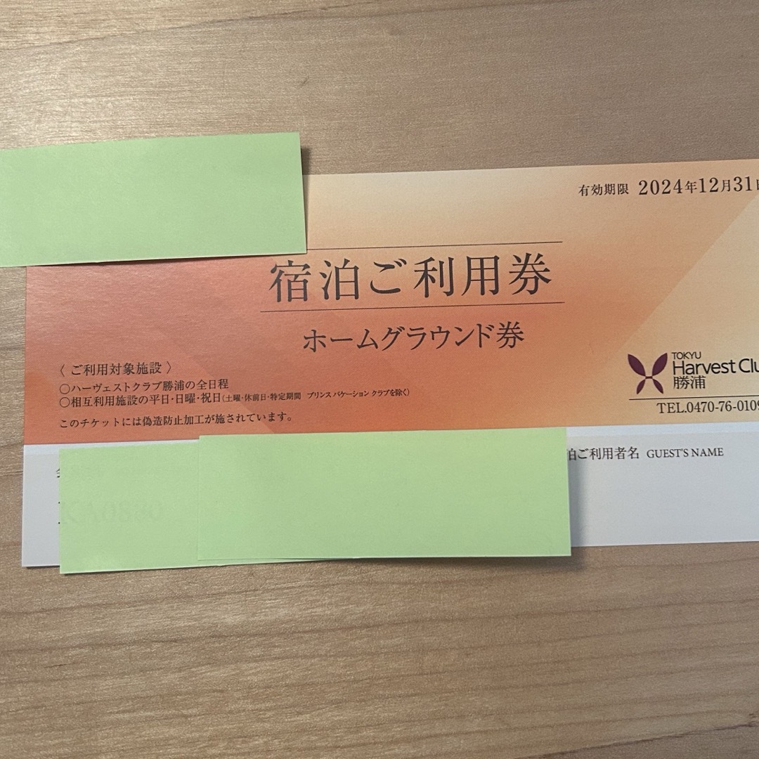 東急ハーヴェスト　ホーム　青券2枚セット　リピーター割引 チケットの優待券/割引券(宿泊券)の商品写真