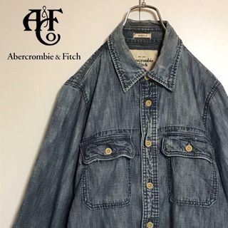 【人気定番】アバクロンビー＆フィッチ　タグロゴ付き長袖デニムシャツ　K675