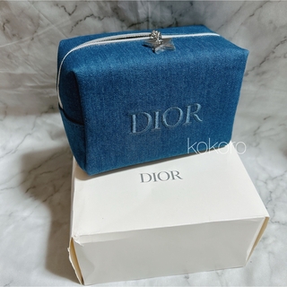 ディオール(Dior)のディオール ノベルティ ポーチ デニム ブルー スクエア 2024 限定(ポーチ)